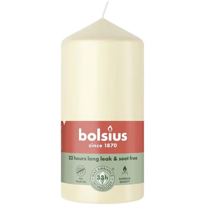 Bolsius unparfümierte Stumpenkerze 120/58 mm Essentials - Soft Pearl