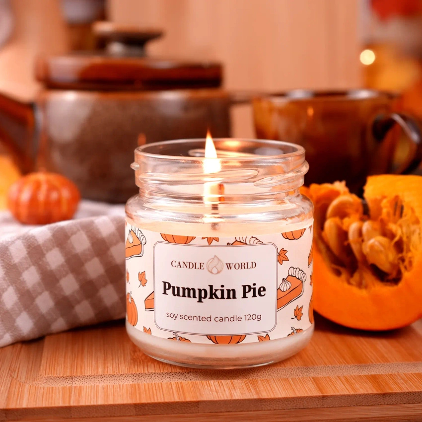 Candle World sojowa świeca zapachowa słoik Pumpkin Pie 120 g Dynia