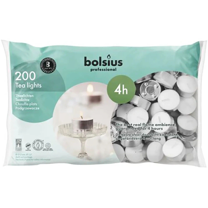 Bolsius Professional unscented tealights 4 hr bag 200 pcs