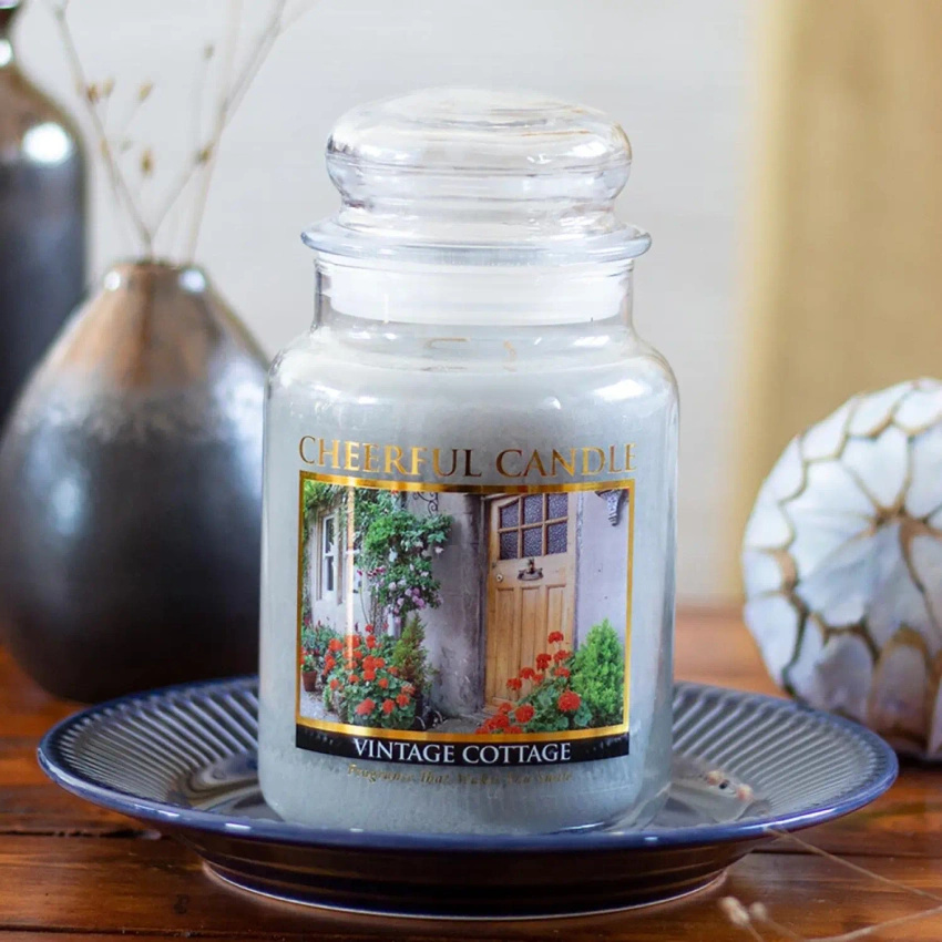 Cheerful Candle große Duftkerze im Glas 2 Dochte 24 oz 680 g - Vintage Cottage