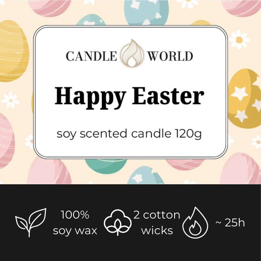 Candle World soja-Oster-Duftkerze im Glas Happy Easter 120 g