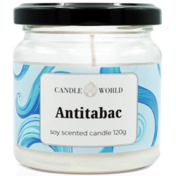 Candle World candela profumata di soia antifumo barattolo Antitabac 120 g