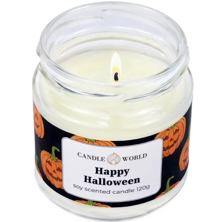 Candle World vela de soja perfumada tarro Happy Halloween 120 g Calabaza
