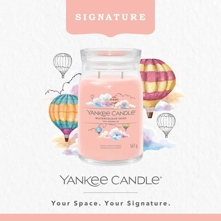 Yankee Candle Signature grote geurkaars in glazen pot 567 g - Watercolour Skies