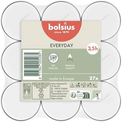 Bolsius Tealight non profumati 27 pezzi per confezione ~ 3,5 ore