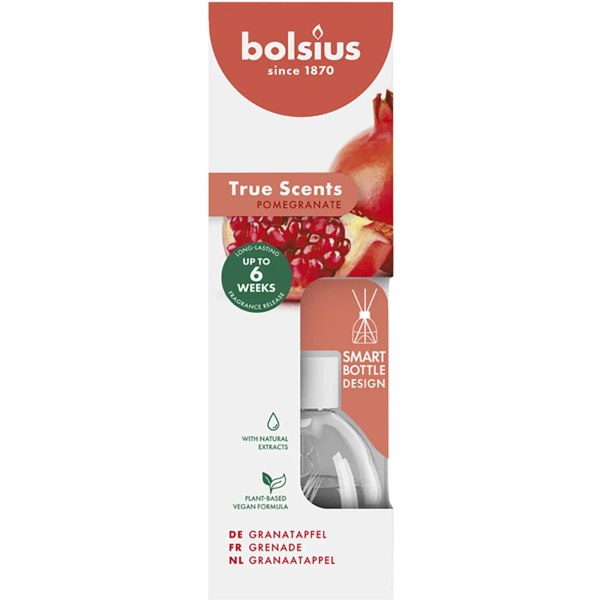 Bolsius True Scents diffusore di fragranze a bastoncini 60 ml in vetro - Frutto di melograno