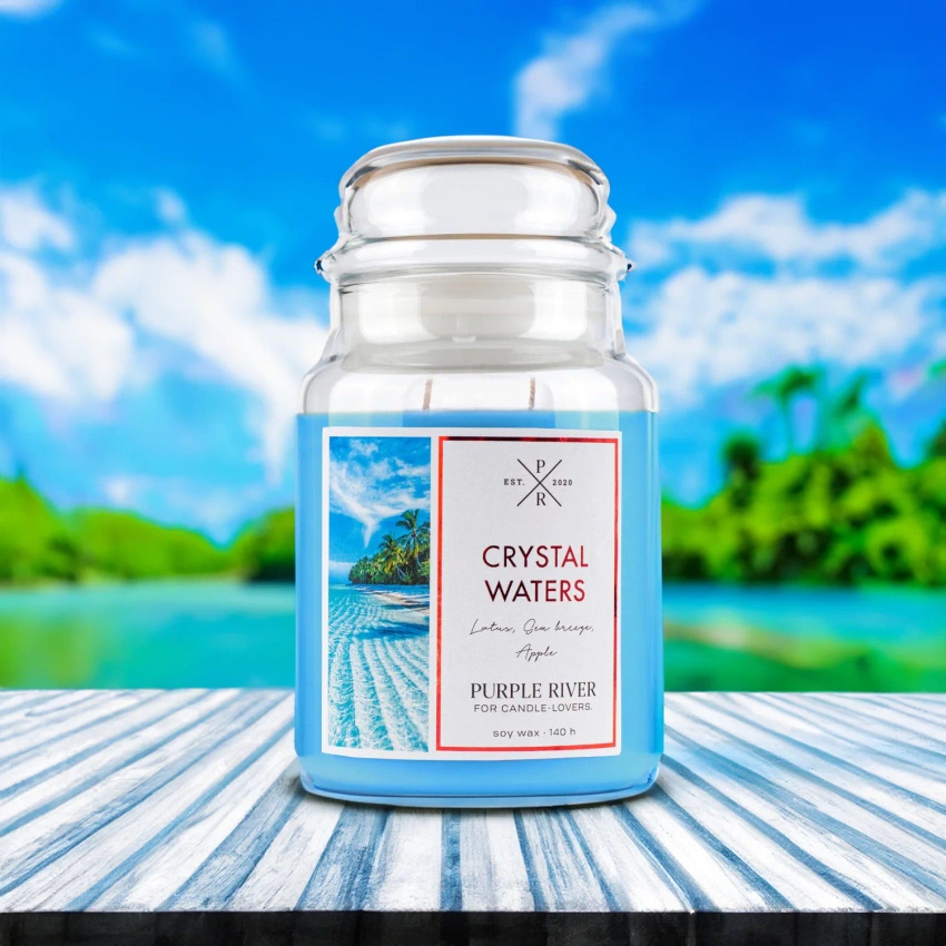 Soja Duftkerze im Glas Lotusblume Crystal Waters Purple River 623 g