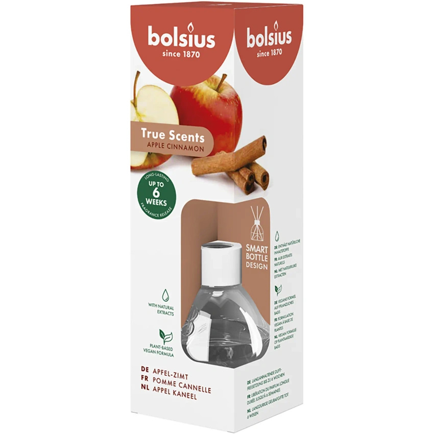 Bolsius dyfuzor zapachowy patyczki 60 ml True Scents szkło - Jabłko Cynamon Apple Cinnamon