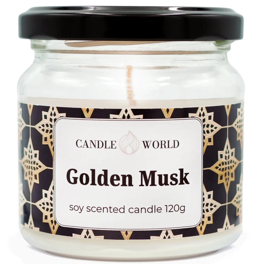 Candle World soja-Duftkerze im Glas Golden Musk 120 g Moschus