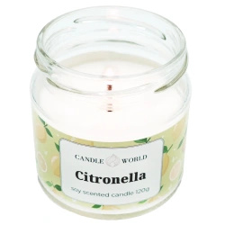 Candle World Anti Mücken Soja Duftkerze im Glas Citronella 120 g
