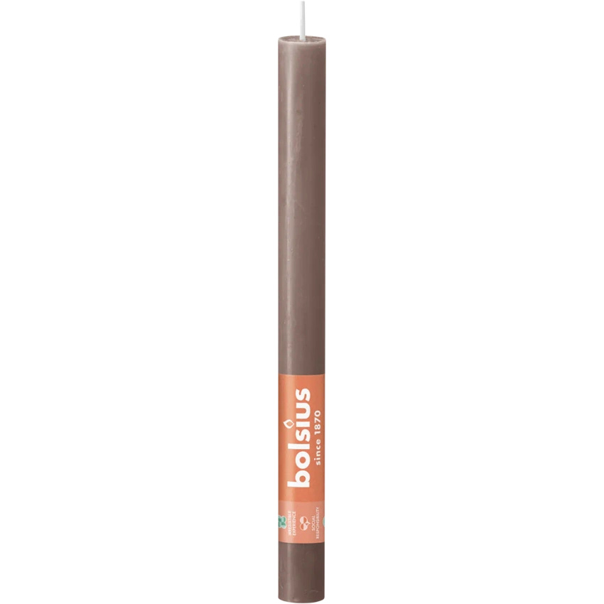 Bolsius świeca stołowa dekoracyjna rustykalna bezzapachowa Rustic 270/23 mm 27 cm - Taupe