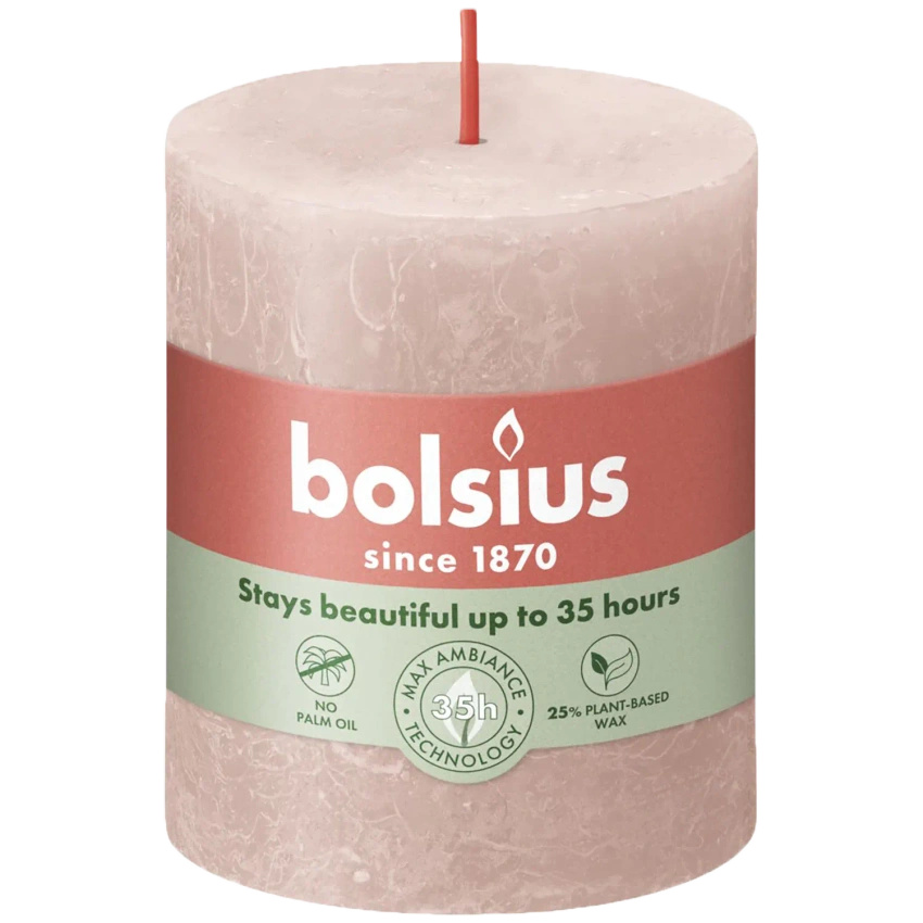 Bolsius tronco rústico vela pilar Rustic Shine 80/68 mm - Rosa Niebla