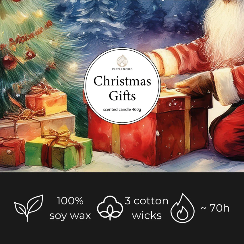 Candle World Soja Duftkerze Weihnachten 3 Dochte Christmas Gifts 460 g