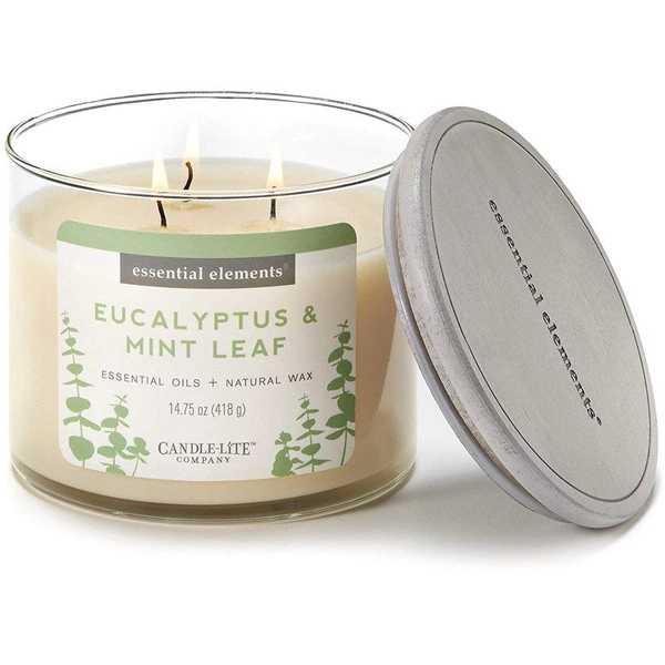 Natural scented candle 3 wicks - Eucalyptus Mint Leaf Candle-lite