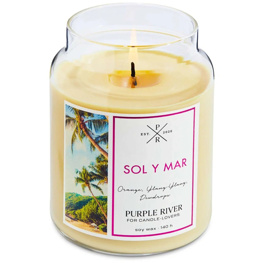 Vela de soja perfumada Sol y Mar Purple River 623 g