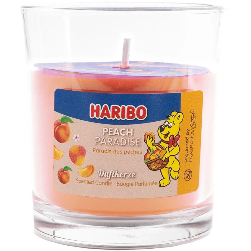 Haribo świeca zapachowa w szkle brzoskwiniowe żelki Peach Paradise 135 g
