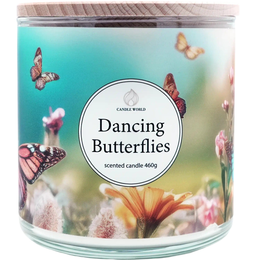 Candle World soy scented candle 3 wicks Dancing Butterflies 460 g Jasmine Peach
