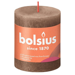 Bolsius Rustic Shine unscented solid pillar candle 80/68 mm 8 cm - Suede Brown