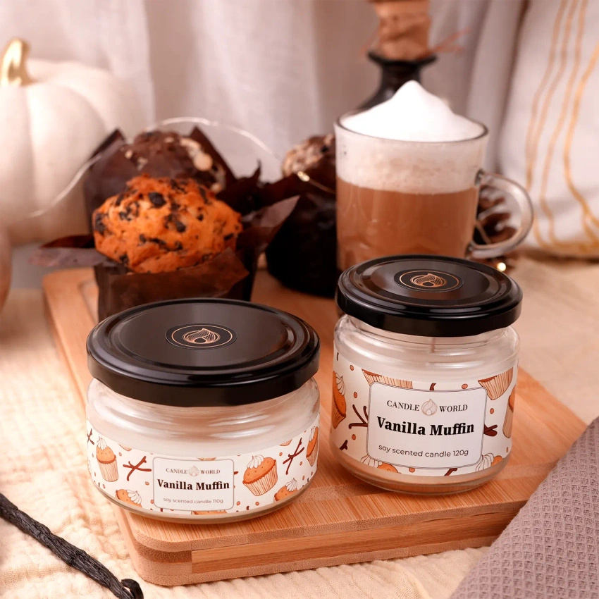 Candle World sojová vonná svíčka sklenice Vanilla Muffin 120 g Vanilka