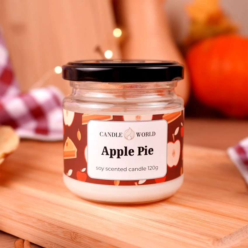 Candle World vela de soja perfumada tarro Apple Pie 120 g Tarta de manzana