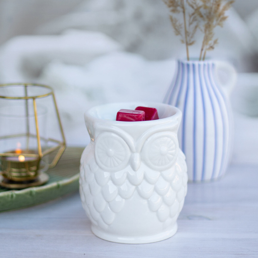 Brûleur parfumé en céramique blanche pour cire et huile Candle Brothers Owl