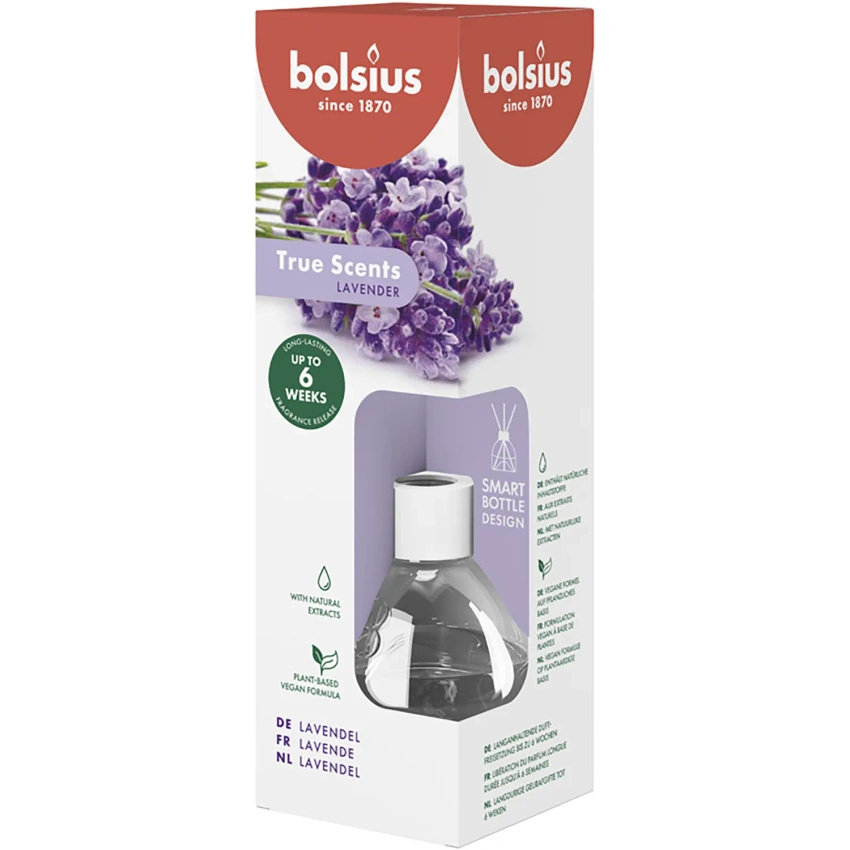 Bolsius True Scents bastoncini diffusori di fragranze 60 ml in vetro - Lavanda Lavanda
