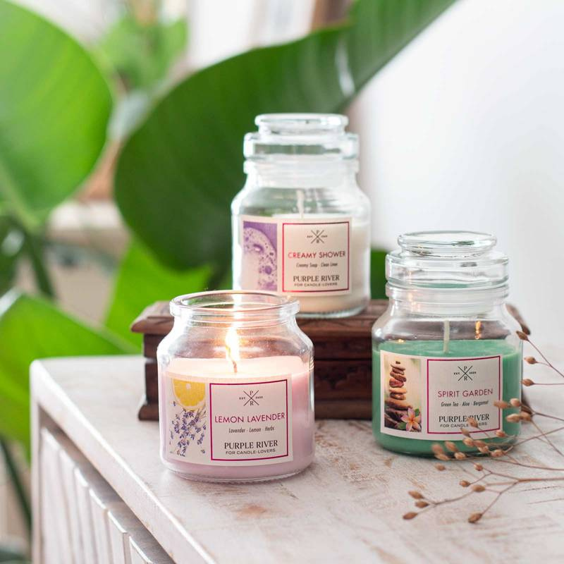 Soy scented candle Creamy Shower Purple River 113 g