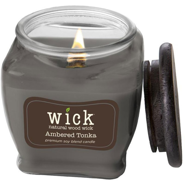 Colonial Candle Wick soy blend wood wick scented candle jar 15 oz 425 g - Ambered Tonka