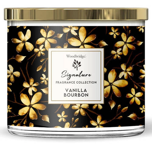 Woodbridge Signature Collection large 3-wick scented candle in glass 410 g - Vanilla Bourbon