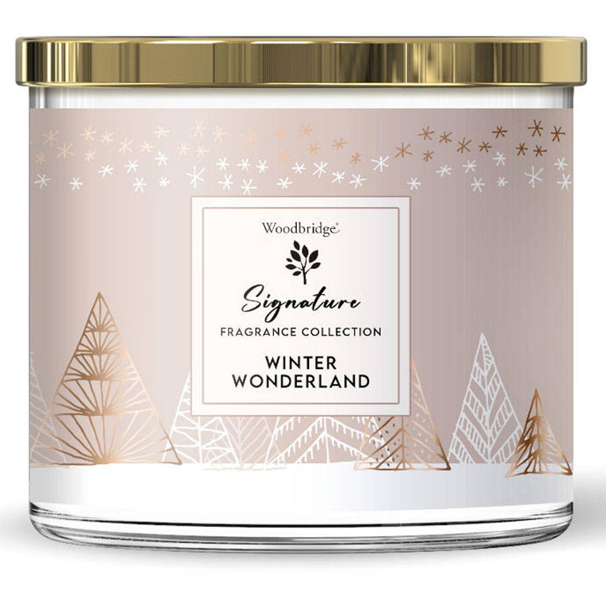 Woodbridge Signature Collection grote geurkaars met 3 lonten in glas 410 g - Winter Wonderland