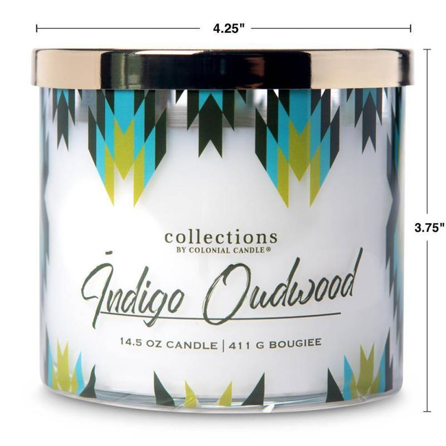 Colonial Candle Desert Collection Soja Duftkerze im Glas 3 Dochte 14,5 oz 411 g - Indigo Oudwood 
