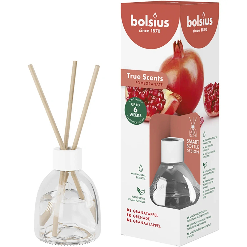 Bolsius True Scents diffusore di fragranze a bastoncini 60 ml in vetro - Frutto di melograno