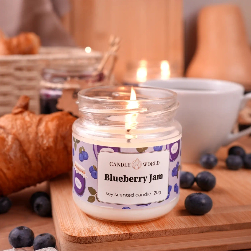 Candle World vela de soja perfumada tarro Blueberry Jam 120 g Arándanos