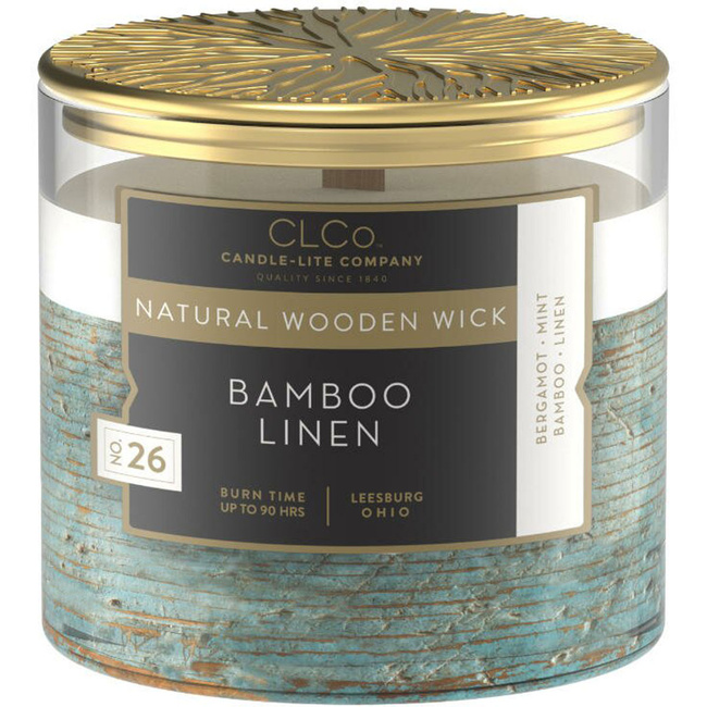 Scented candle with wooden wick Bamboo Linen Candle-lite