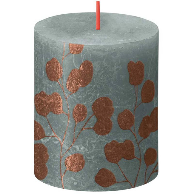 Bolsius Rustic Silhouette unscented solid pillar candle 80/68 mm 8 cm - Eucalyptus Green + eucalyptus