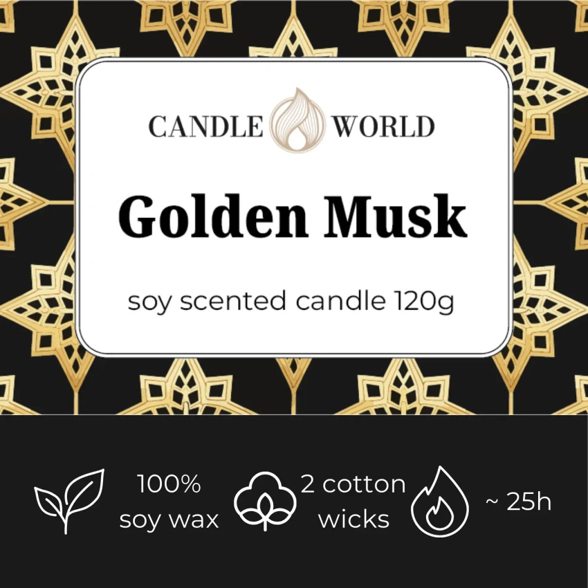 Candle World bougie parfumée au soja Golden Musk 120 g Musc