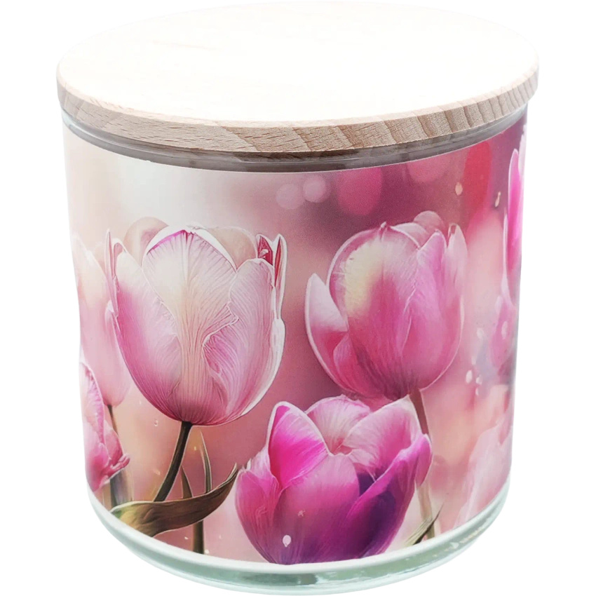 Candle World sójová svíčka s květinovou vůní 3 knoty Pink Tulips 460 g