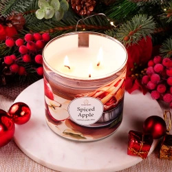 Candle World sojová vonná svíčka 3 knoty Spiced Apple 460 g