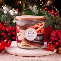Candle World bougie parfumée au soja 3 mèches Spiced Apple Pomme Cannelle 460 g