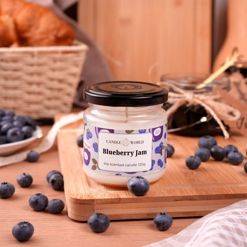 Candle World sojowa świeca zapachowa słoik Blueberry Jam 120 g Jagody