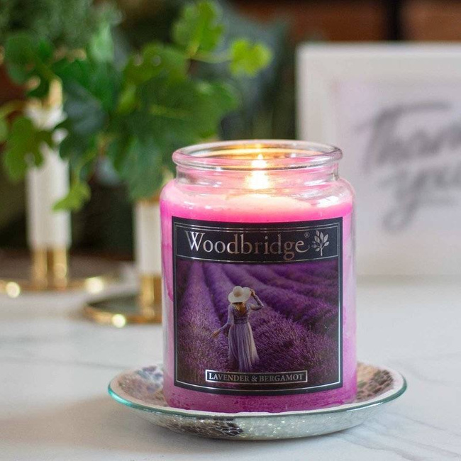 Lavender scented candle in glass large Woodbridge - Lavender Bergamot