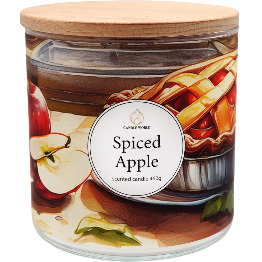 Candle World vela perfumada de soja 3 mechas Spiced Apple Manzana Canela 460 g