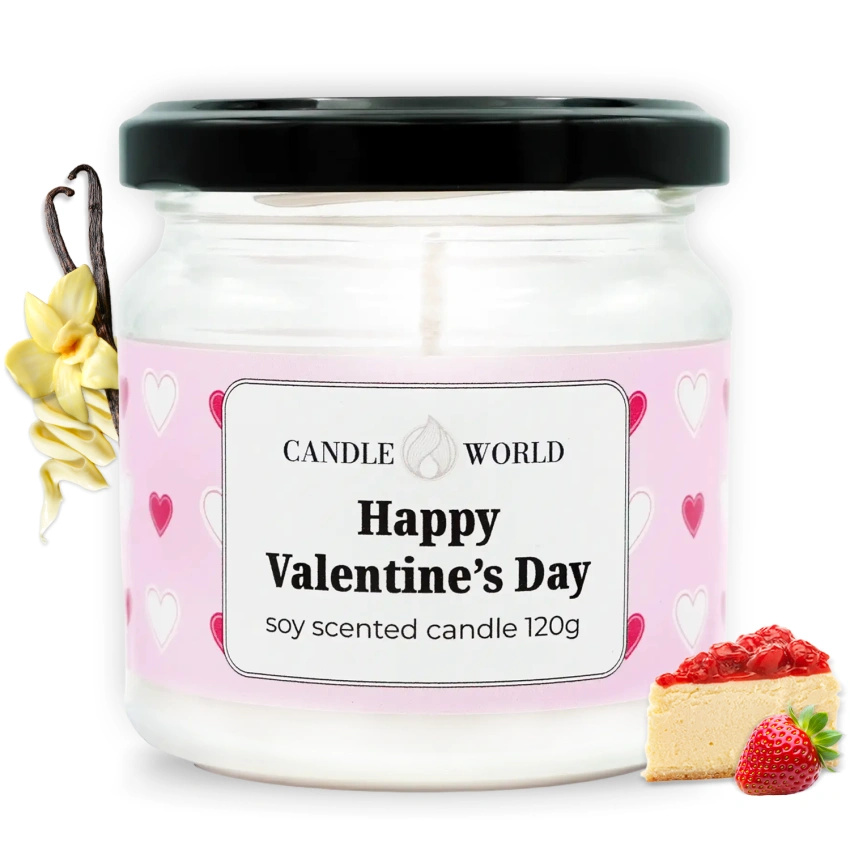 Candle World sojowa świeca zapachowa walentynkowa słoik Happy Valentine’s Day 120 g