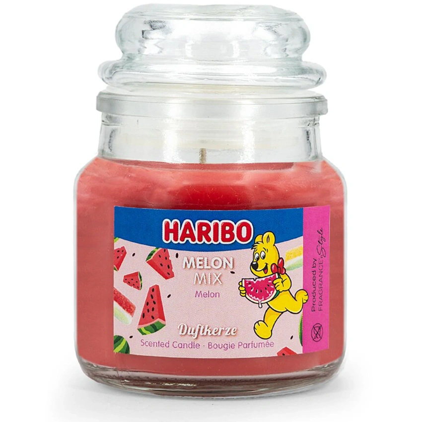 Scented candle in glass watermelon jelly candy Haribo Melon Mix