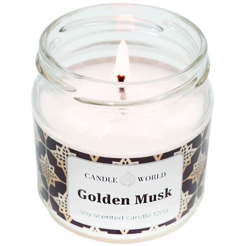 Candle World candela profumata di soia Golden Musk 120 g Muschio