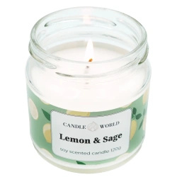 Candle World sójová vonná svíčka ve sklenici Lemon Sage 120 g Sage Lemon