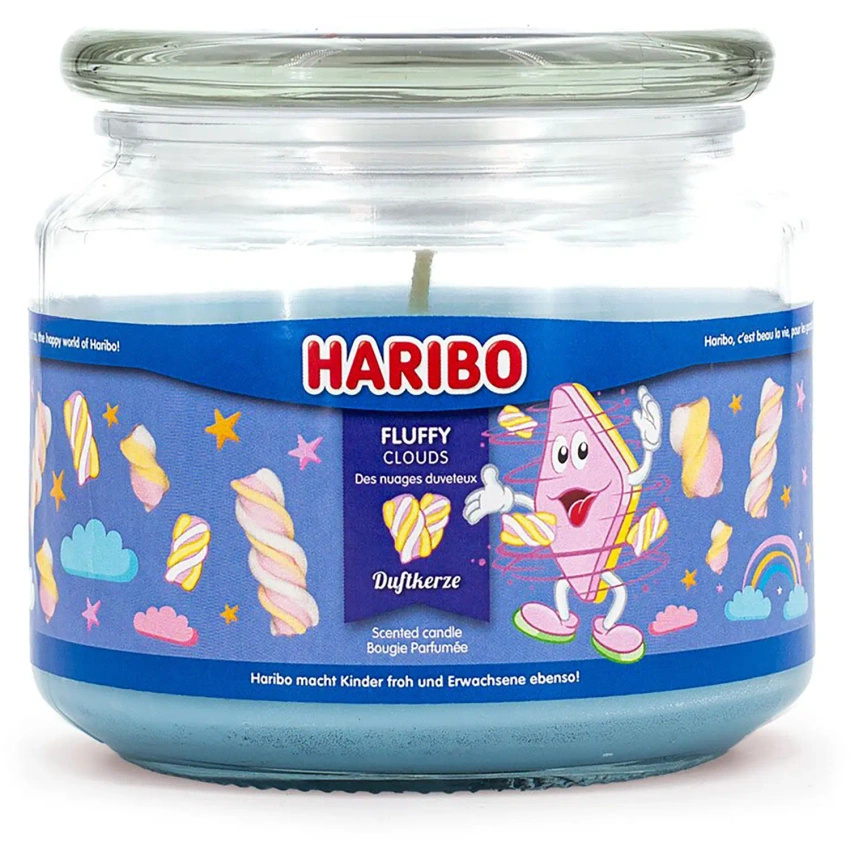 Haribo bougie parfumée en verre Fluffy Clouds guimauves sucrées 300 g