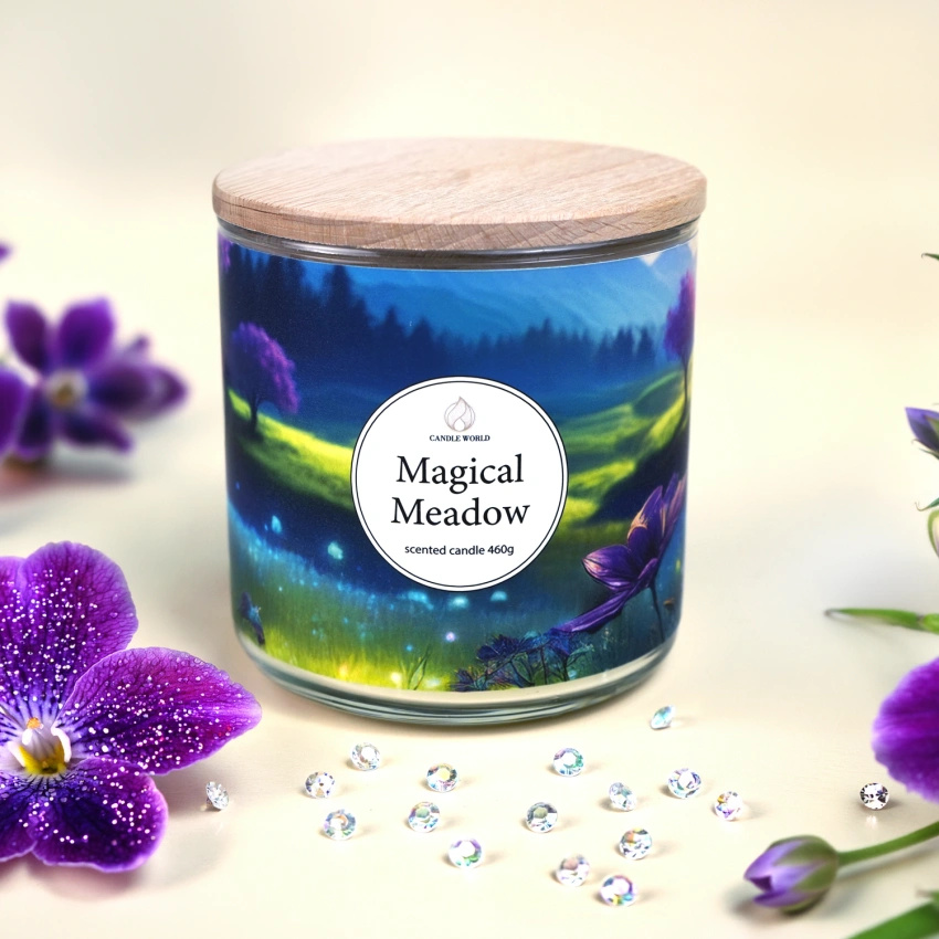 Candle World sojová vonná svíčka 3 knoty Magical Meadow 460 g Violet Musk