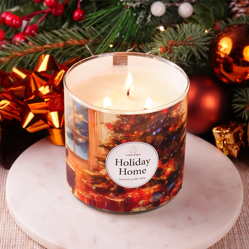 Candle World bougie parfumée de Noël soja 3 mèches Holiday Home 460 g