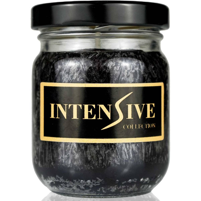 Intensive Collection schwarze, natürliche Outdoor-Duftkerze im 90 g Glas - Wooden Home